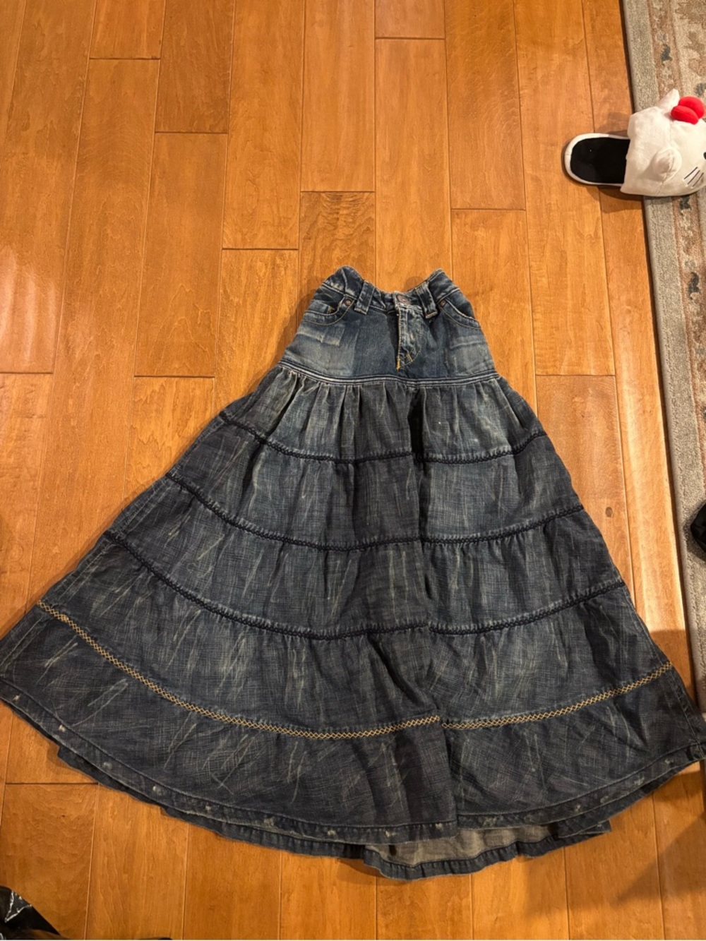 Miss Sixty Dark Blue Tiered Denim Maxi Skirt